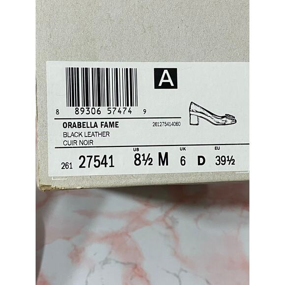 NWOB CLARKS Cushion Orabella Fame Black Leather 8.5 Gold Buckle Chunky Heel NEW - Picture 7 of 7